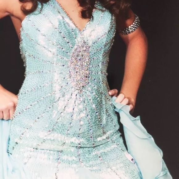 Mac Duggal Dresses Couture Sz 6 Halter Blue Liquid 